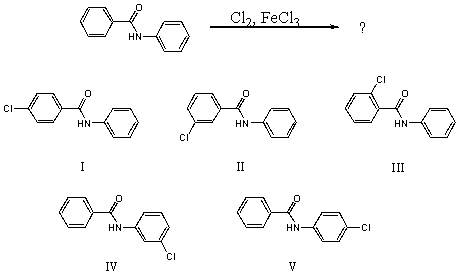 <strong>What would you expect to be the major product obtained from the following reaction? </strong> A) I B) II C) III D) IV E) V