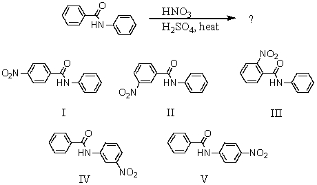 <strong>What would you expect to be the major product obtained from the following reaction? </strong> A) I B) II C) III D) IV E) V