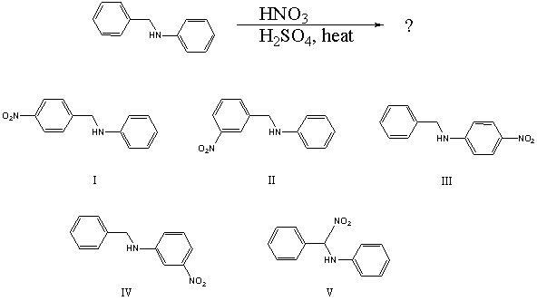 <strong>What would you expect to be the major product obtained from the following reaction? </strong> A) I B) II C) III D) IV E) V