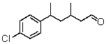 <strong>Which is the proper name for the structure shown? </strong> A) 3,5-Dimethyl-5-(4-chlorobenzyl)-1-pentanal B) 3-Methyl-5-(4-chlorophenyl)hexanol C) 3,5-Dimethyl-5-(4-chlorophenyl)-1-pentanaldehyde D) 3-Methyl-5-(4-chlorophenyl)-hexanaldehyde E) 3-Methyl-5-(4-chlorophenyl)hexanal