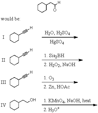 <strong>A good synthesis of </strong> A) I B) II C) III D) IV E) All of these are equally useful.