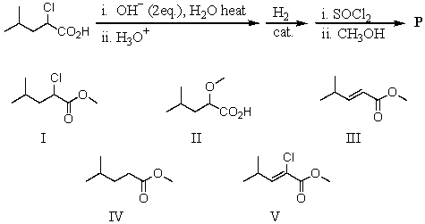 Predict the major organic product,P,of the following sequence of reactions: