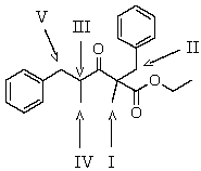 <strong>Which is the most acidic hydrogen in the compound shown?  </strong> A) I B) II C) III D) IV E) V <div style=padding-top: 35px> 