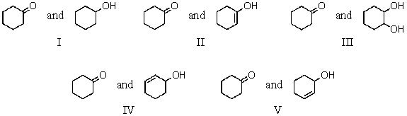 <strong>Which of the following is a keto-enol tautomeric pair?  </strong> A) I B) II C) III D) IV E) V <div style=padding-top: 35px> 