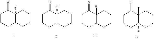 <strong>Which of the following would undergo racemization in base?  </strong> A) I B) II C) III D) IV E) Both III and IV <div style=padding-top: 35px> 