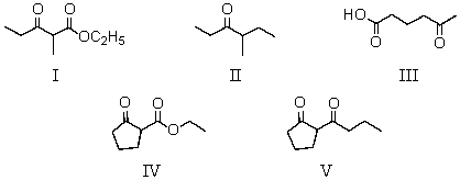 <strong>Which compound could be prepared via Dieckmann condensation? </strong> A) I B) II C) III D) IV E) V