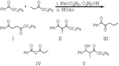 <strong>What product is formed during the following reaction? </strong> A) I B) II C) III D) IV E) V