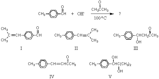 <strong>What would be the major product of the following reaction? </strong> A) I B) II C) III D) IV E) V