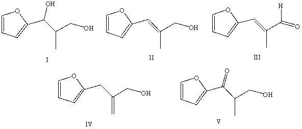 <strong> What is the intermediate B in the synthesis shown above? </strong> A) I B) II C) III D) IV E) V