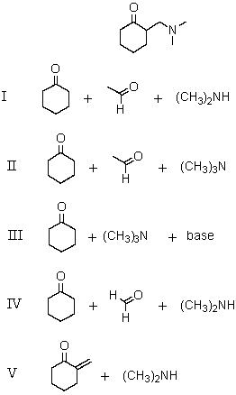 Which reagents would be used in a Mannich reaction to synthesize  