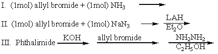 <strong>Which of the following can be used to prepare allylamine (pure)? </strong> A) I B) II C) III D) I and II E) II and III