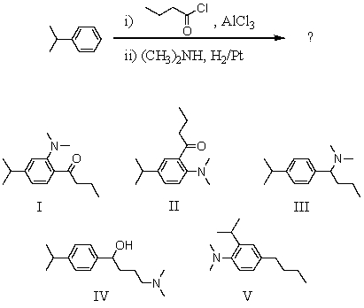 <strong>What would be the product of the following reaction sequence? </strong> A) I B) II C) III D) IV E) V