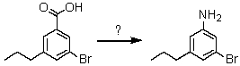 <strong>How could one carry out this synthesis? </strong> A) SOCl<sub>2</sub>;then NH<sub>3</sub>;then H<sub>3</sub>PO<sub>2</sub> B) CH<sub>3</sub>Li,ether;then NH<sub>3</sub>,H<sub>2</sub>,Ni C) SOCl<sub>2</sub>;then NH<sub>3</sub>;then Br<sub>2</sub>,NaOH D) PCl<sub>5</sub>;then NH<sub>3</sub>;then HCl,NaNO<sub>2</sub>,0-5°C E) PCl<sub>5</sub>;then CH<sub>3</sub>NH<sub>2</sub>;then KMnO<sub>4</sub>,OH<sup>-</sup>,heat