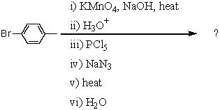 <strong>What would be the product of the following reaction sequence? </strong> A) p-bromobenzamide B) p-bromobenzaldehyde oxime C) p-bromobenzenesulfonamide D) p-bromoaniline E) 4-bromo-3-chlorobenzoic acid