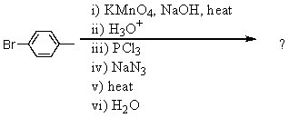 <strong>What would be the product of the following reaction sequence? </strong> A) p-bromobenzamide B) p-bromobenzaldehyde oxime C) p-bromobenzenesulfonamide D) p-bromoaniline E) 4-bromo-3-chlorobenzoic acid