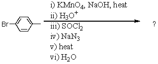 <strong>What would be the product of the following reaction sequence? </strong> A) p-bromobenzamide B) p-bromobenzaldehyde oxime C) p-bromobenzenesulfonamide D) p-bromoaniline E) 4-bromo-3-chlorobenzoic acid