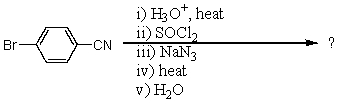 <strong>What would be the product of the following reaction sequence? </strong> A) p-bromobenzamide B) p-bromobenzaldehyde oxime C) p-bromobenzenesulfonamide D) p-bromoaniline E) 4-bromo-3-chlorobenzoic acid