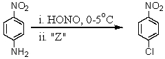 <strong>Consider the synthesis below.What is reagent Z? </strong> A) CuCl B) CuCl<sub>2</sub> C) NaCl D) KCl E) HCl/heat