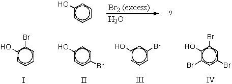 <strong>What would be the major product of the following reaction? </strong> A) I B) II C) III D) IV E) A mixture of I and II