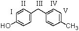 <strong>Which position is predicted to be the chief site of substitution when the following substance reacts with bromine in carbon disulfide at 10 \degree C ? </strong> A) I B) II C) III D) IV E) V