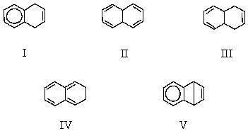 <strong>What product should be obtained if benzyne is generated in the presence of 1,3-butadiene? </strong> A) I B) II C) III D) IV E) V