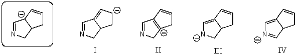 <strong>Which of the following species contributes more to the overall hybrid for the species in the box? </strong> A)I B)II C)III D)IV E)The one in the box.