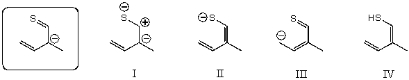 <strong>Which of the following species contributes more to the overall hybrid for the species in the box? </strong> A)I B)II C)III D)IV E)The one in the box.