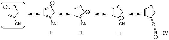 <strong>Which of the following species are resonance forms of the species in the box? </strong> A)I and III B)I and II C)III and IV D)II and IV E)All of these choices are correct resonance forms.