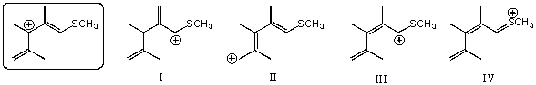 <strong>Which of the following species contributes more to the overall hybrid for the species in the box? </strong> A)I B)II C)III D)IV E)The one in the box.
