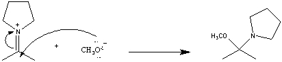 <strong>In the following reaction,which chemical species is acting like an electrophile? </strong> A) B) C)CH<sub>3</sub>O<sup>-</sup> D)two of these choices E)there is no electrophile in this reaction