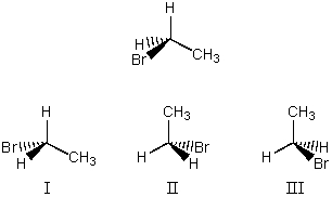<strong>Which of the following is the enantiomer of the following substance? </strong> A)I B)II C)III D)It does not have a non-superposable enantiomer. E)Both II and III.
