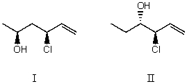 <strong>I and II are: </strong> A)constitutional isomers. B)enantiomers. C)identical. D)diastereomers. E)not isomeric.