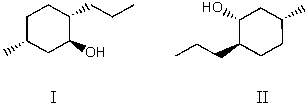 <strong>I and II are: </strong> A)constitutional isomers. B)enantiomers. C)identical. D)diastereomers. E)not isomeric.