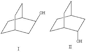 <strong>What is the relationship between alcohols I and II? They are:</strong> A)conformers. B)constitutional isomers. C)enantiomers. D)diastereomers. E)identical.