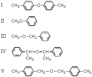 <strong>Select the structure of benzyl methyl ether. </strong> A)I B)II C)III D)IV E)V
