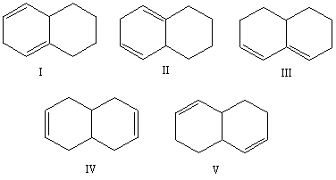 <strong>Select the structure of the conjugated diene. </strong> A)I B)II C)III D)IV E)V