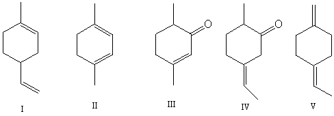 <strong>Select the structure(s)in which the multiple bonds are conjugated. </strong> A)I and II B)II and III C)III and IV D)I,II and V E)V