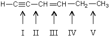 <strong>Which carbon-carbon bond in the following compound would you expect to be longest? </strong> A)I B)II C)III D)IV E)V