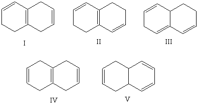 <strong>Which alkene would you expect to have the lowest heat of hydrogenation? </strong> A)I B)II C)III D)IV E)V