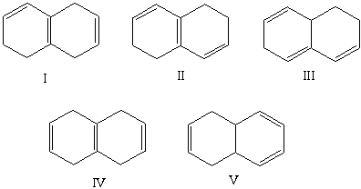 <strong>Which compound would have a UV absorption band at longest wavelength? </strong> A)I B)II C)III D)IV E)V