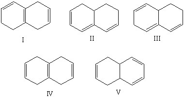 <strong>Which compound would have a UV absorption band at longest wavelength? </strong> A)I B)II C)III D)IV E)V