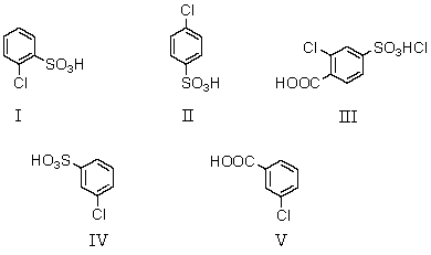 <strong>m-Chlorobenzenesulfonic acid is: </strong> A)I B)II C)III D)IV E)V