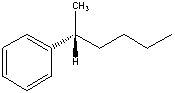 <strong>The complete name for the following compound is: </strong> A)sec-Hexylbenzene B)2-Phenylhexane C)(R)-2-Phenylhexane D)(S)-2-Phenylhexane E)Butylmethylphenylmethane