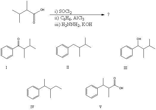<strong>What would be the product of the following reaction sequence? </strong> A)I B)II C)III D)IV E)V