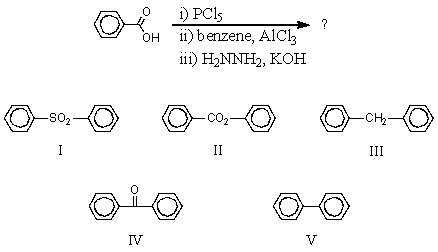 <strong>Which would be the product of the following reaction sequence? </strong> A)I B)II C)III D)IV E)V