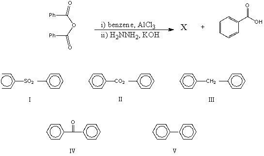 <strong>Which would be the product,X,of the following reaction sequence? </strong> A)I B)II C)III D)IV E)V