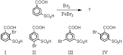 <strong>What would you expect to be the major product obtained from the following reaction? </strong> A)I B)II C)III D)IV E)Equal amounts of II and IV.