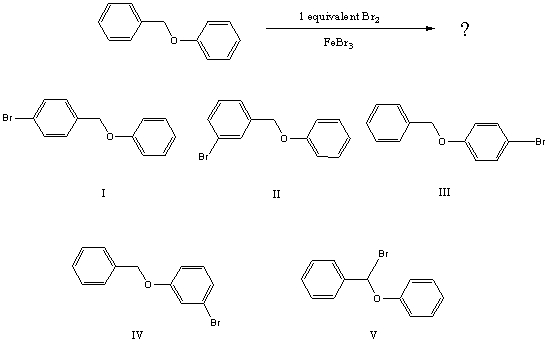 <strong>What would you expect to be the major product obtained from the following reaction? </strong> A)I B)II C)III D)IV E)V