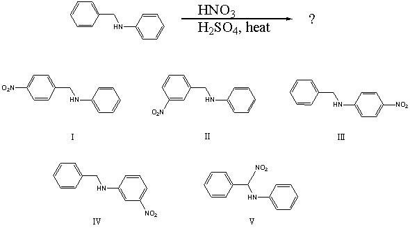 <strong>What would you expect to be the major product obtained from the following reaction? </strong> A)I B)II C)III D)IV E)V