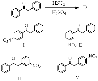 <strong>The major product(s),D,of the following reaction would be:</strong> A)I B)II C)III D)IV E)Equal amounts of I and II.